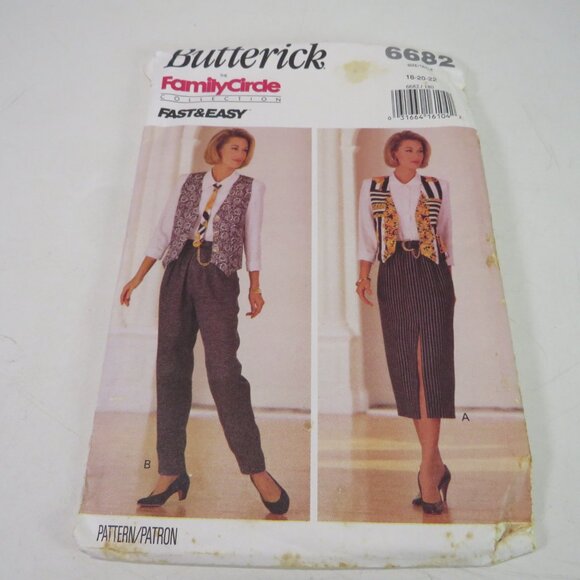 butterick 6682 vest, necktie, shirt, pants, skirt UNCUT EASY sewing pattern - Picture 2 of 8